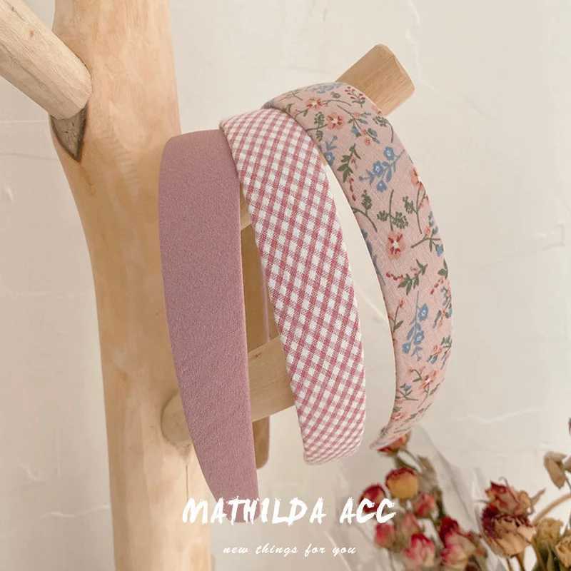 Retro Wide Headband Set Floral Plaid Korean Fairy Forest Aesthetic H260319