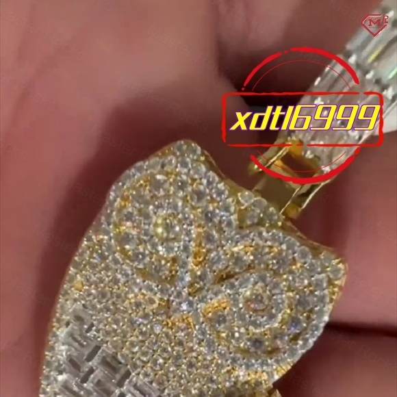 Luxury Mossanite Pendant Hip Hop 925 Sterling Silver Iced Out Baguette Owls Men Vvs Custom Moissanite Pendant