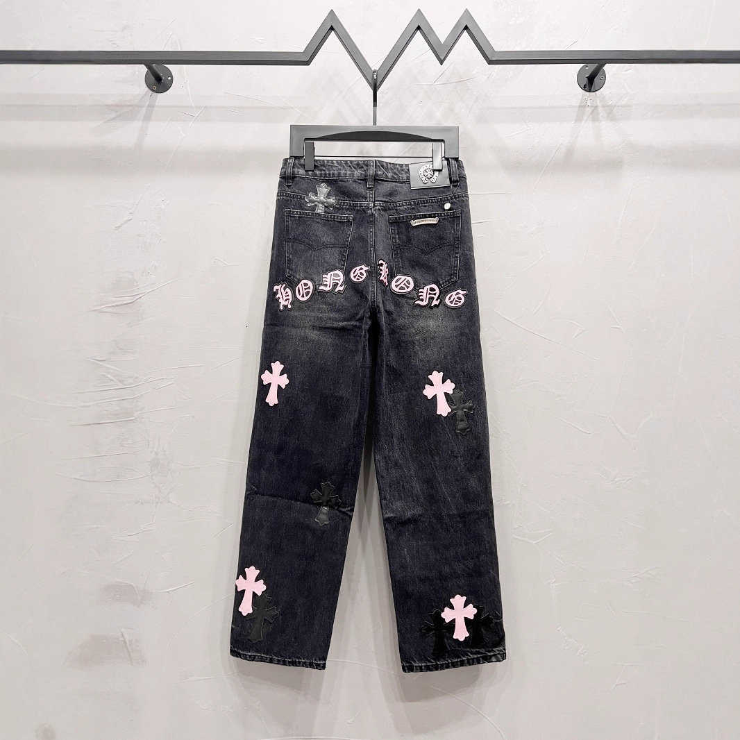 Designer Chrromeity 25Ss Autunno Inverno Nuovo CH Cro Rosa Pelle Nera Jeans Ner…
