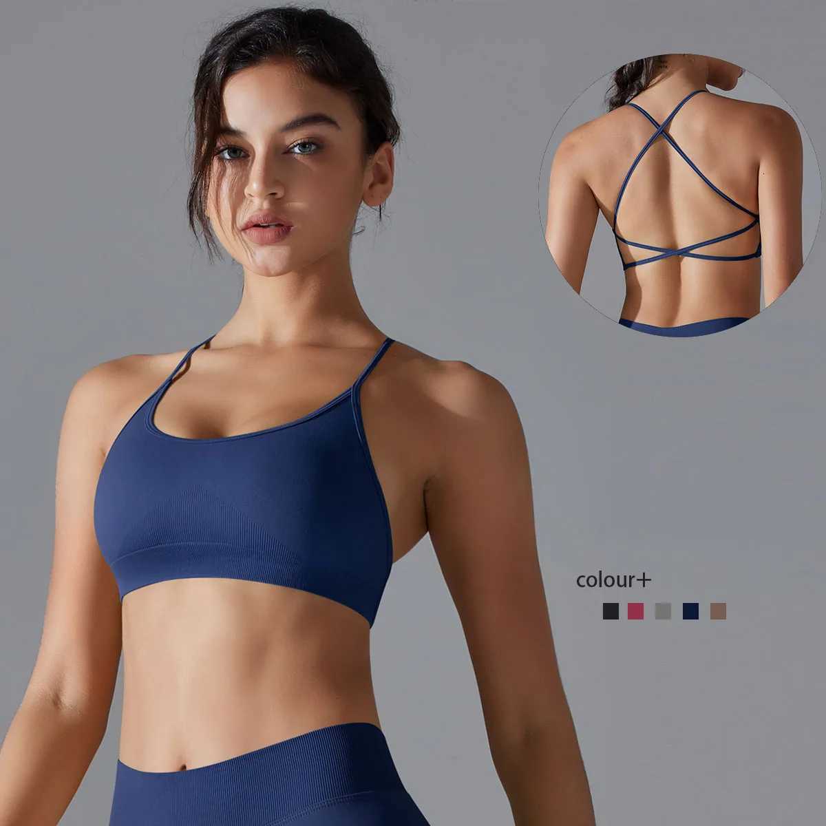 Yoga Bra Sexy Breathable Quick Drying Sport Brassiere Shock-absorbing Cross Shoulder Straps Anti-sweat Breathable Yoga Bra Z20260319