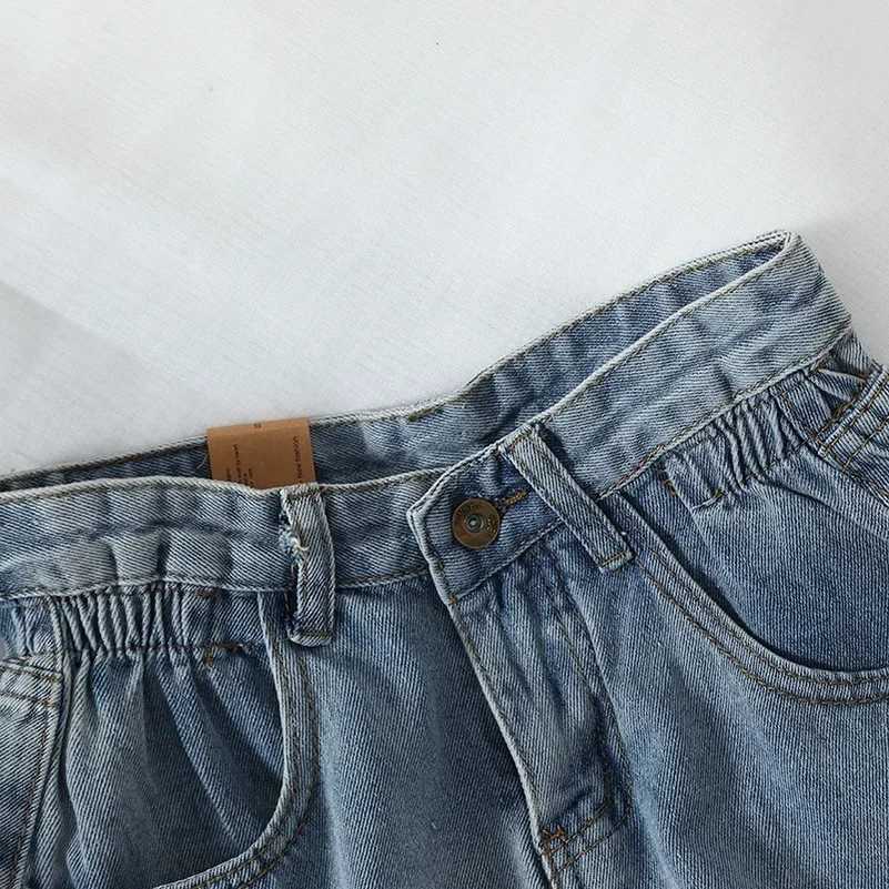 ZMZBCH Summer High Waist Denim Shorts Women Casual Loose Ladies Fashion Plus Size Elastic Waist Wide Leg Short Jeans Female M260319