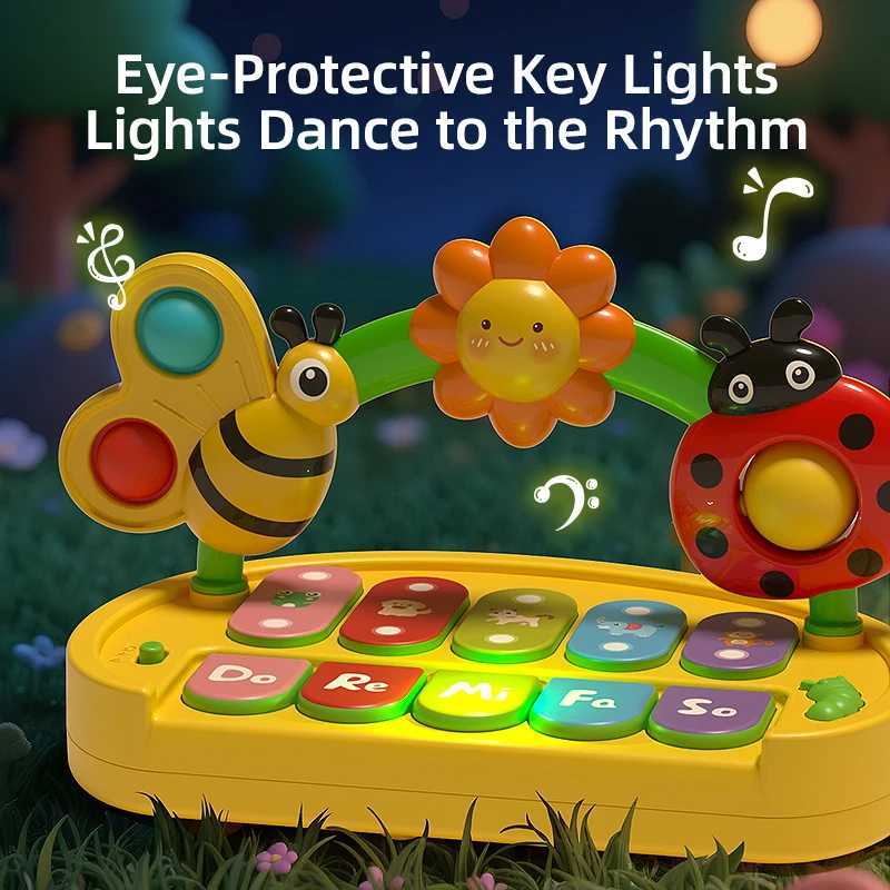 Mini Baby Piano Toy Light Up Music Keyboard Toys for Toddlers with 4 Modes Infant Educational Early Learning Toys Musical Toy Y260319
