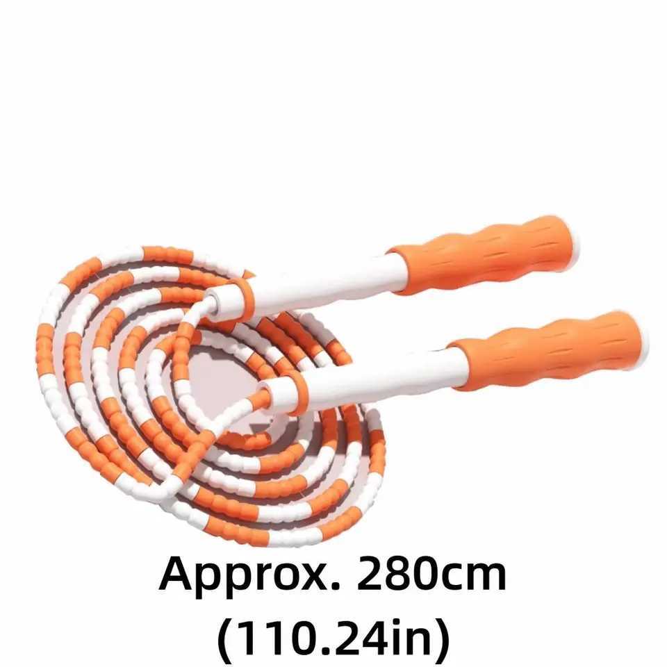 Rope Skipping PP Plastic Segmented Jumping Rope Soft Beads Classic Beaded Adjustable Jump Rope Orange Flexible Jump Rope Fitness M260319