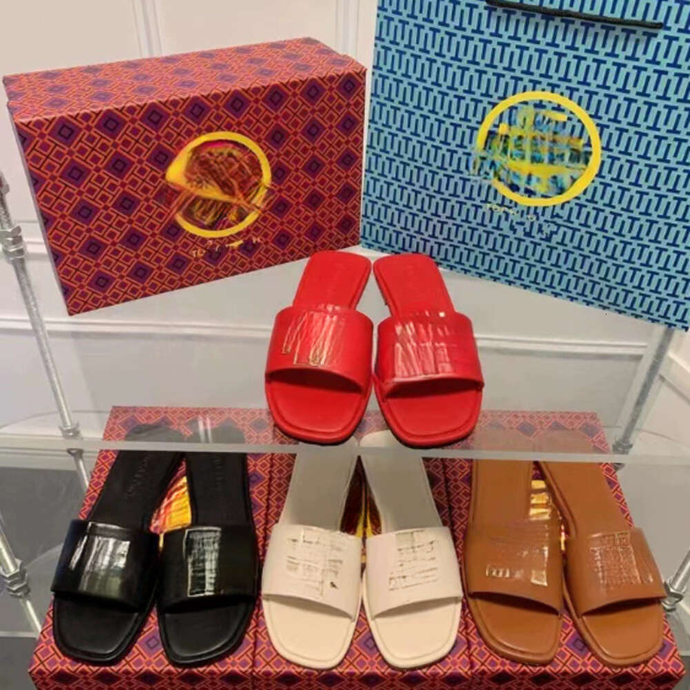 Torysly Burchy Slides 2026 Designer Sandal Woman Summer Slides Flip Flops Luxury Flat Thick Bottom Printed Metal Velcro Sliders Women Torysly Burchy Sandal D6b