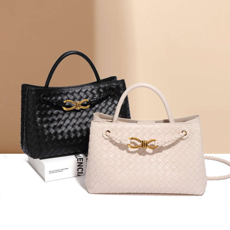 Light Luxury High-Quality Horizontal Women's Fully Handwoven Handheld Tote Commuter Shoulder Crossbody Small Square Bag
