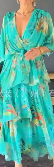 Vintage Elegant Flower Print Loose Long Sleeve Maxi Dress Shirt Women Single Breasted Fashion A Line Style Midi Vestidos 250322 - view 6