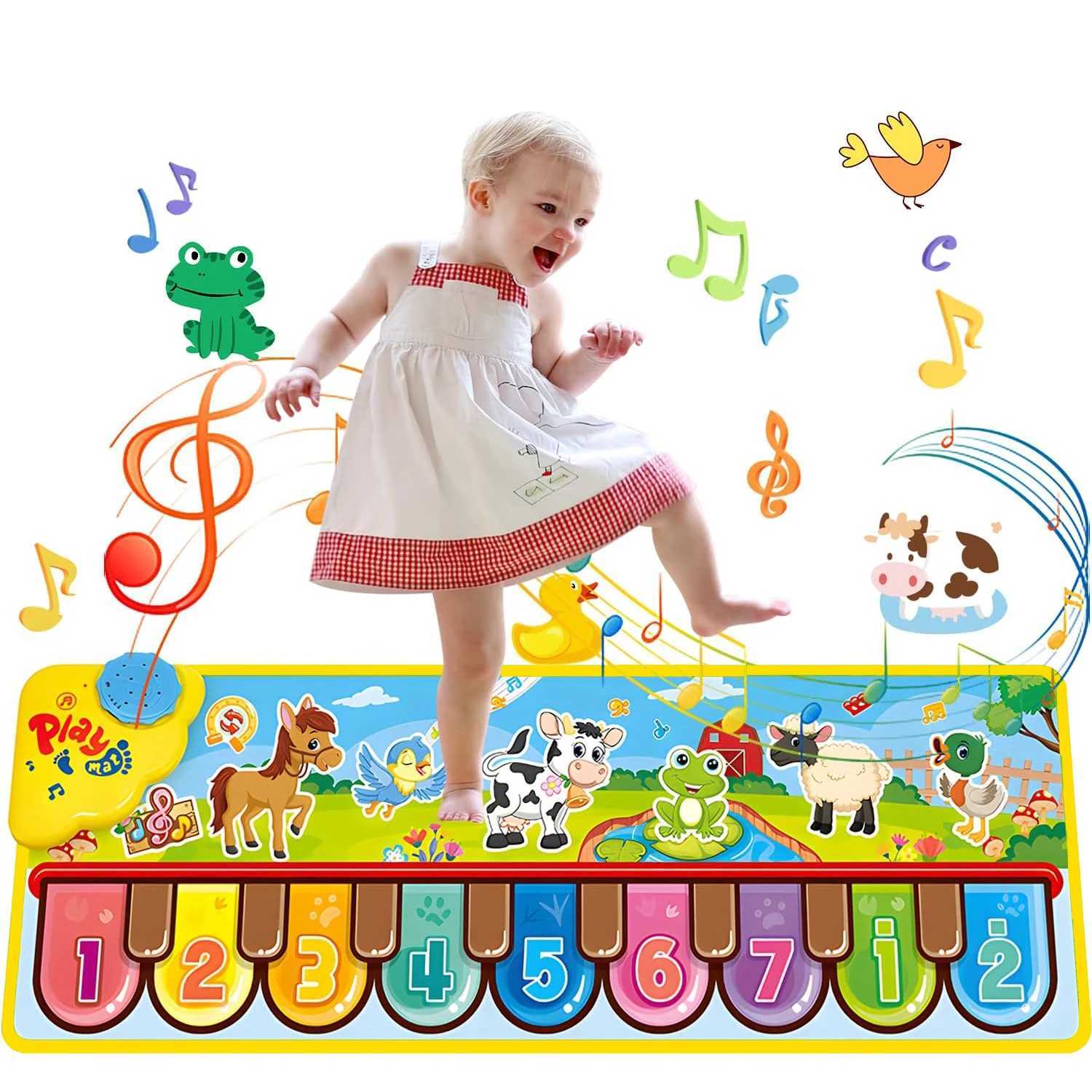 Musical Mats with Music Sounds Musical Toys Floor Piano Keyboard Mat Carpet Animal Blanket Touch Y260319