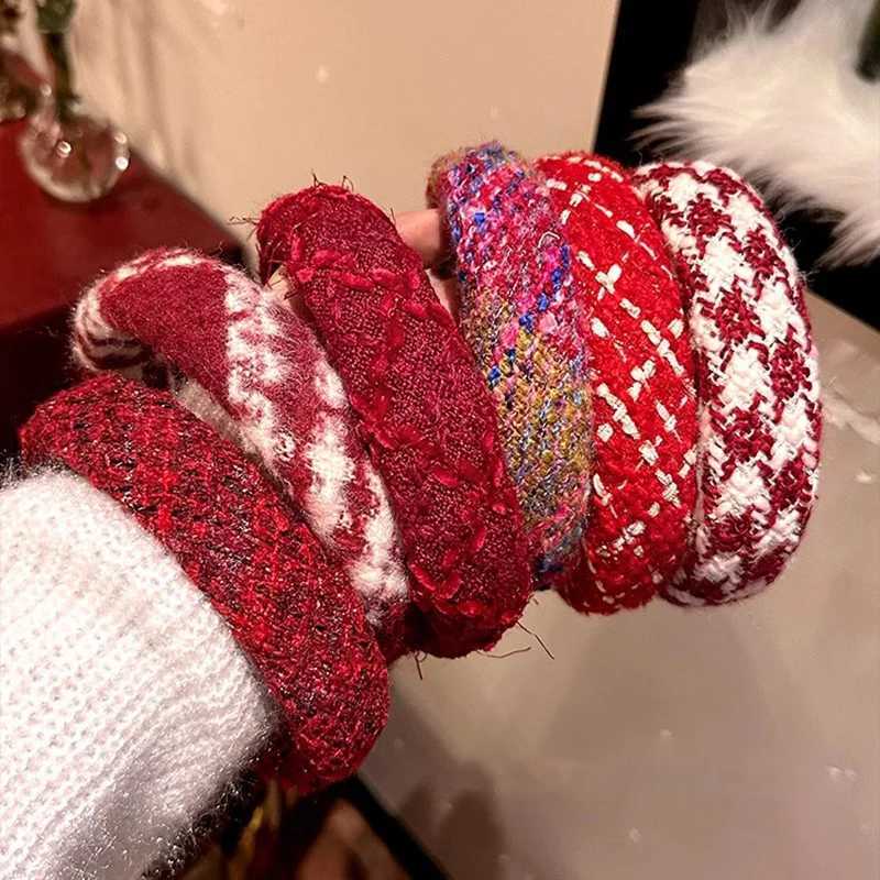 Pretty Merry Christmas Woman Red Wool Knitting Thick Sponge Padded Hairbands for Lady Girls Casual Party Holiday Headband H260319