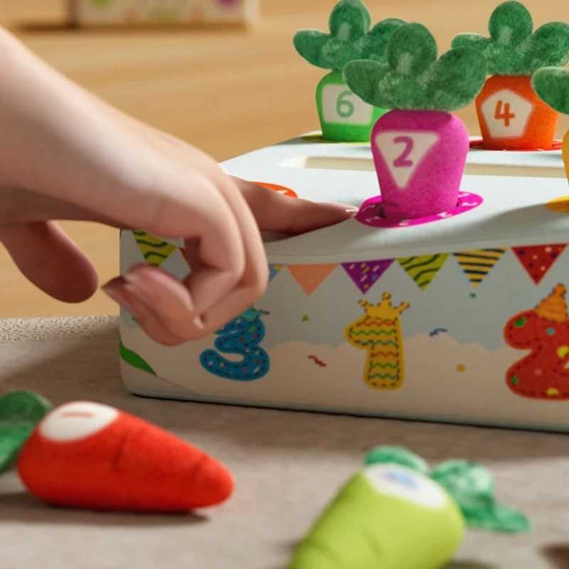 Soft Baby Tissue Cartoon Box Toy Tear-resistant Pattern Pulling Carrots Stuffed Toys Non-Fading Fine Motor Skills Cloth Book Toy Y260319