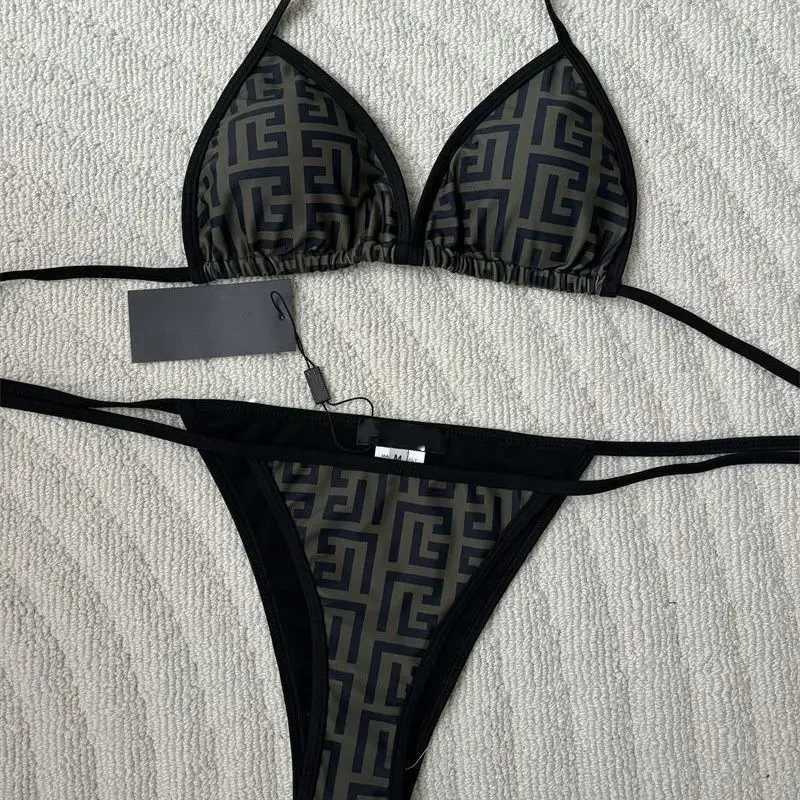 2025 New fashion beach casual womens two-piece swimsuit set sexy backless halter print swimsuit setT260318