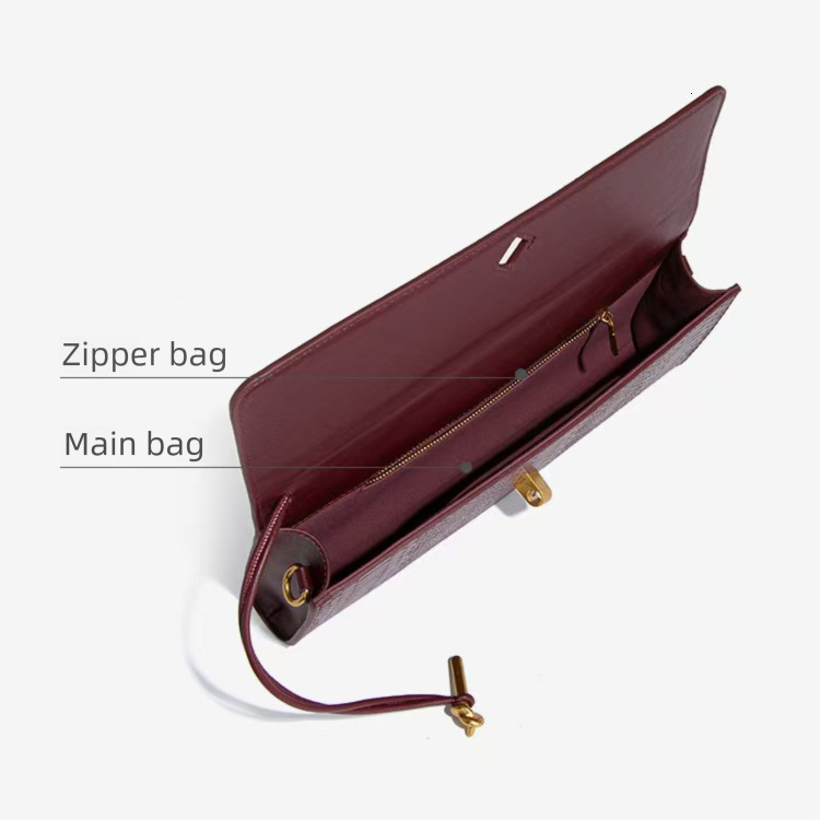 2026 Luxury Fashion Horizontal Women's Handbag Trendy Retro Stone Pattern Chinese Style Stick Bag Organ Versatile Single Shoulder Crossover Banqu