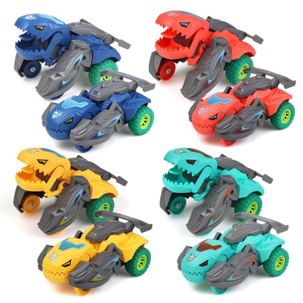 Dinosaur Car Deformation Car Toys Inertial Sliding One Step Action Collision Transform Mini Tyrannosaurus Rex Vehicles Toy Kids Y260319