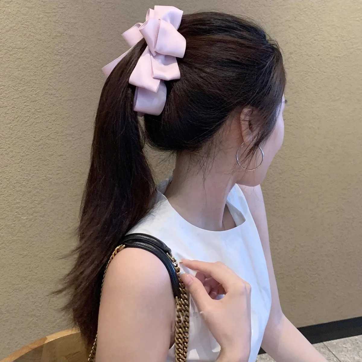 Lystrfac New Bow Hairgrps Hair Claw Bow Hair Clips for Women Girls Back Head Hairpin Horsetail clip Fashion Hair Accessories H260319