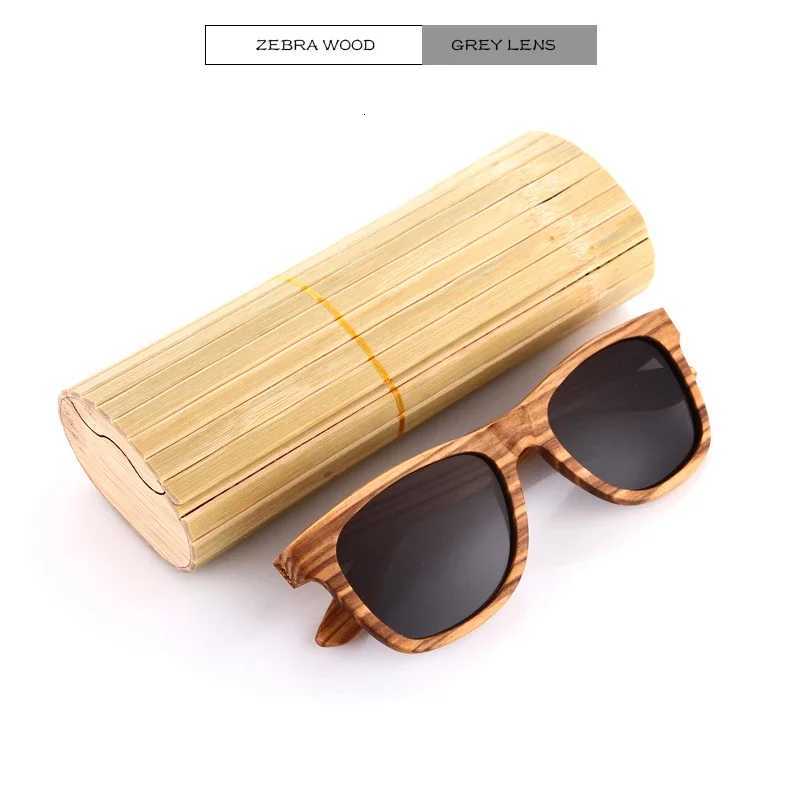 GM Men bamboo Wood Sunglasses Women Retro Vintage Polarized zebra Wooden Glasses Oculos De Sol Square Summer Goggle paper box H260319 - view 3