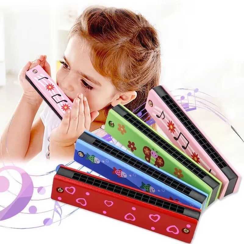 Childrens wooden painted harmonica Montessori puzzle toy cartoon pattern childrens musical instrument enlightenment music toy Y260319