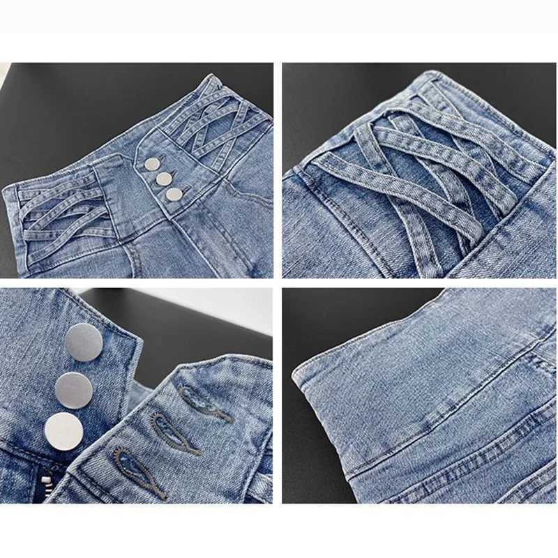 Summer Lady Chic Designer High Waist Jeans Hot Sale Female Thin Solid Denim Shorts Lady Ins Fashion Baggy Short Pants M260319