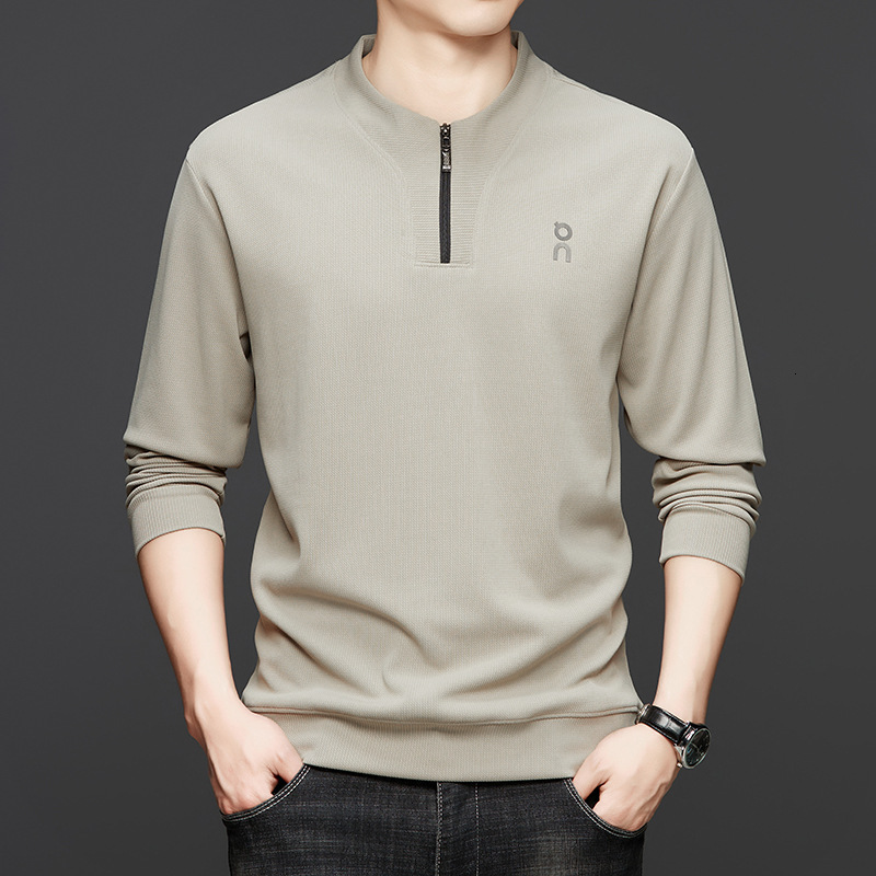 2026 Hot Selling Men's Long Sleeved Sportswear Autumn Fashion Zipper Round Neck Top Fashion Basic Shirt Men's Long Sleeved T-shirt