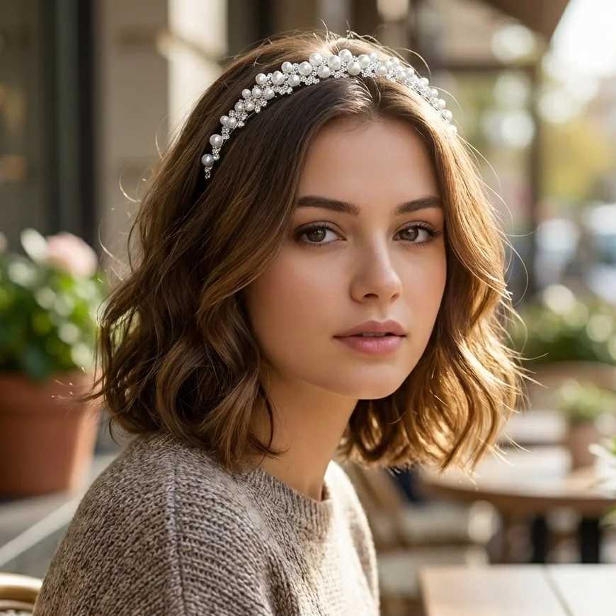 Silver Pearl Rhinestone Crown Fashionable Daily Hair Bands Party Birthday Classic Headdress Accessories Bridesmaid Gifts H260319