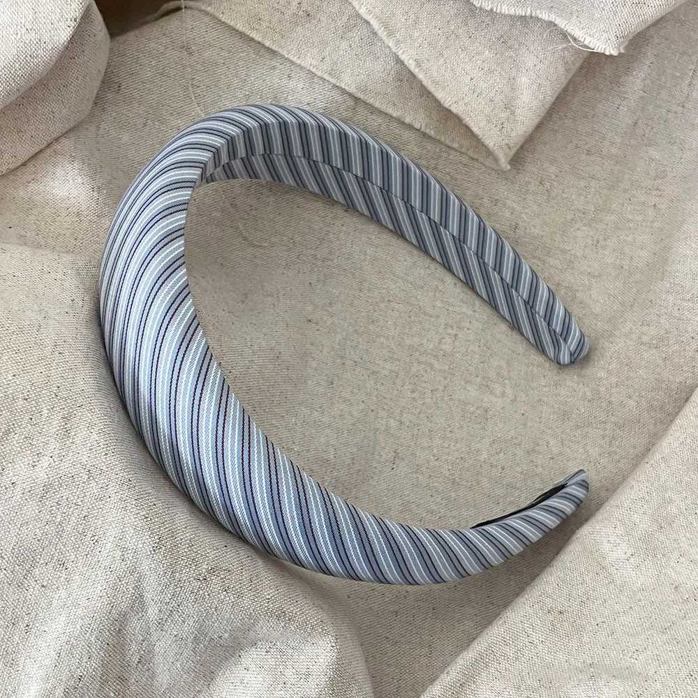 Vintage Blue Plaid Striped Padded Hairbands Ins Fashion Wide Headband Women Elegant Hair Hoop Headwrap Non-slip Hair Accessories H260319