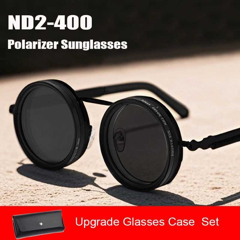 9-level ND2-400 adjustable dimming glasses fishing sunglasses UV anti UV polarized sunglasses ND filter With Glasse Case Set H260319
