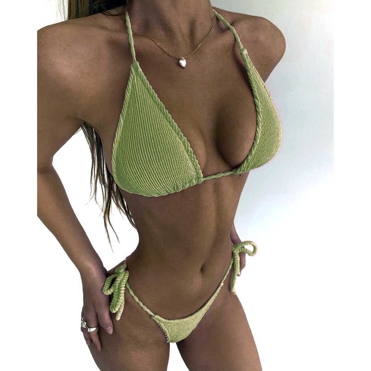 2025 New Fashion Sexy Bikini Solid Swimsuit Women Swimwear Push Up Set Brazilian Bathing Suit Summer Beach Wear SwimmingT260318