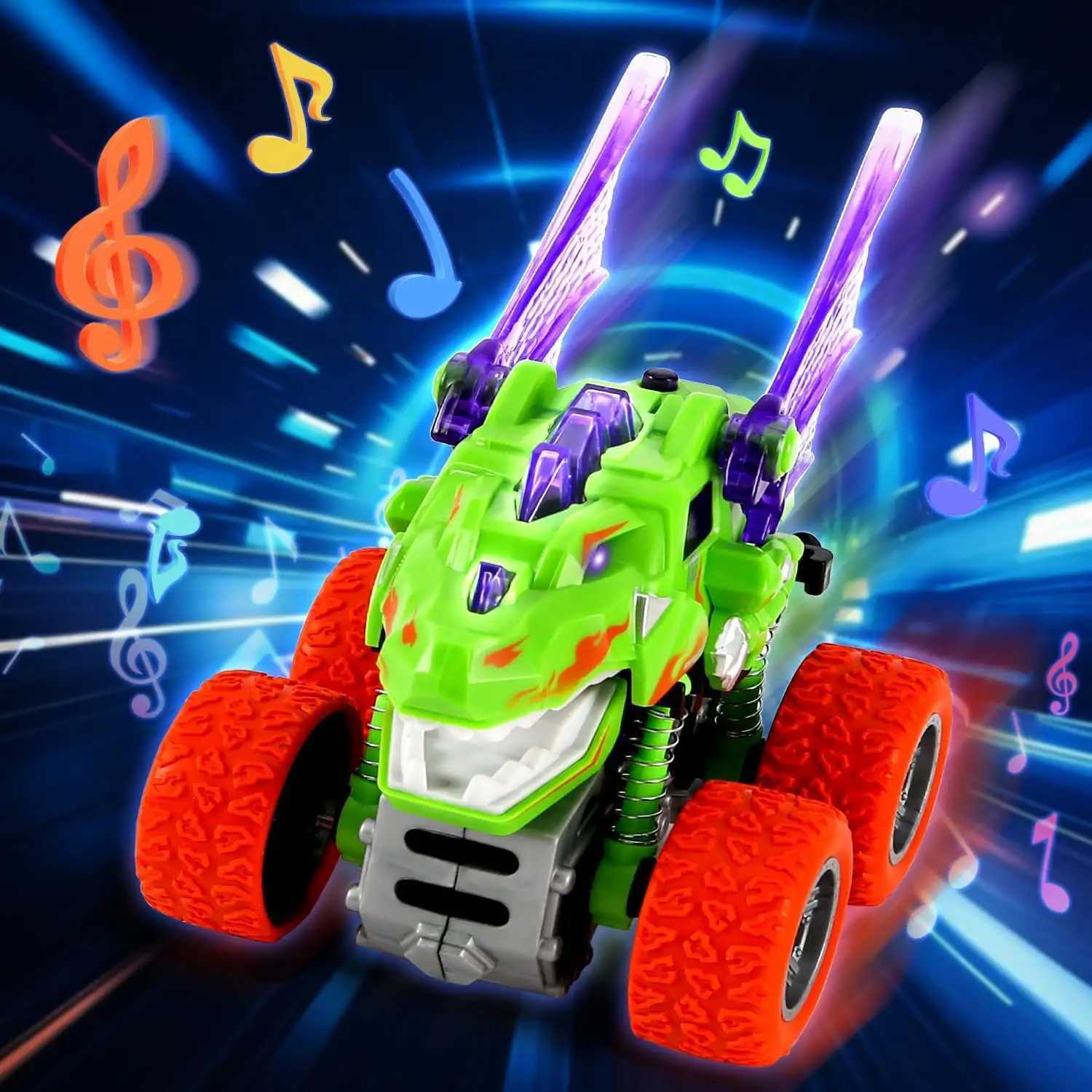 Childrens Dinosaur Toys - Light Up Monster Truck Pull Back Dinosaur Car Kids Interactive Toy Y260319