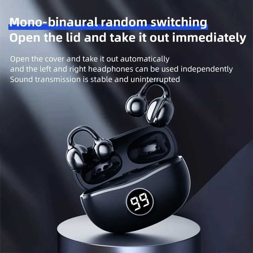 Wireless Headphones Fone Bluetooth Headset With Mic Handsfree Noise Canceling Earphones Clip Ear Music Sports Gaming Earplug D260319