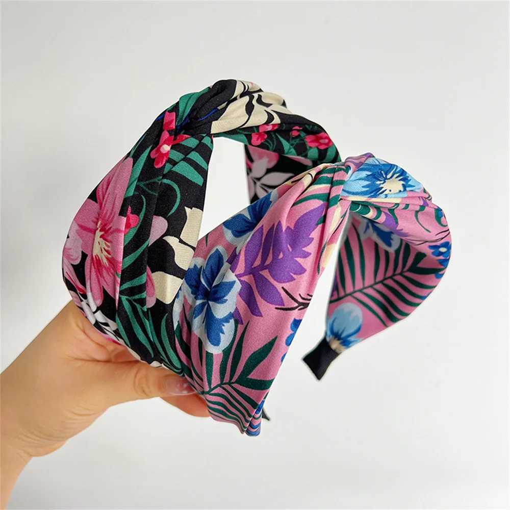 Fabric Knotted Wide Headbands For Women Girls Headwear Vintage Flower Head bands Female Hair bands Head Hoop Hair Accessories H260319
