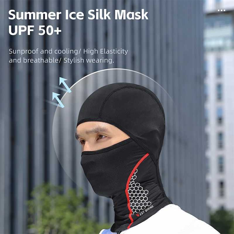 WEST BIKING Summer Balaclava Ice Silk Breathable Full Face Mask UPF50 Cycling Bicycle gear Bike Helmet Liner Sport Gear M260320