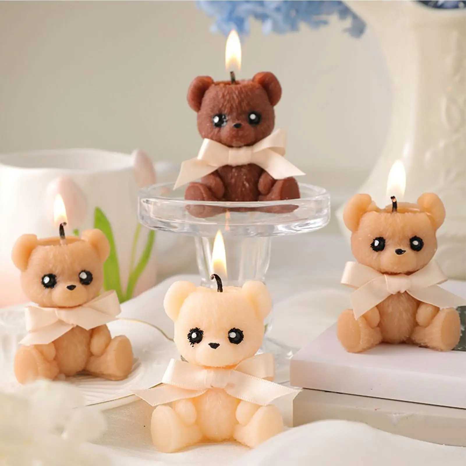 Bear Shaped Candle Scented Aesthetic Cute Decorative Soy Wax Candle for Memorial Desk Decor Living Room Party Favors Gift H260319