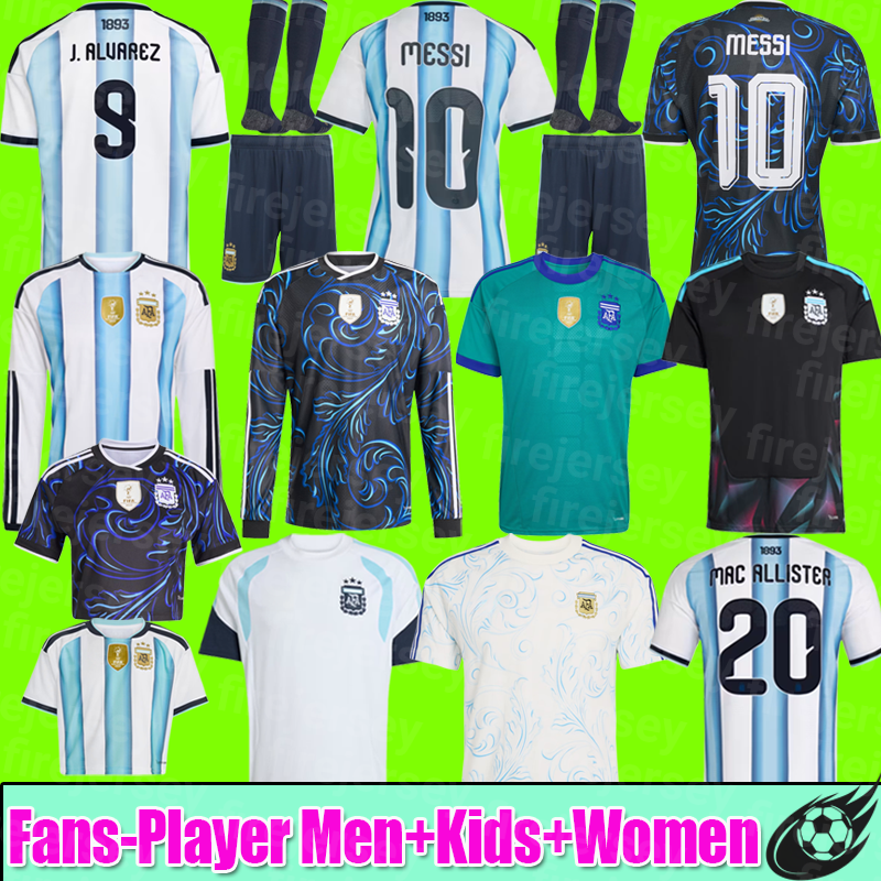 argentinas jerseys 2026 World Cup Argentina messis Pink special Fans player Long sleeves kit soccer Jerseys copa 2026 football shirt kit 26 27 Men Kids set