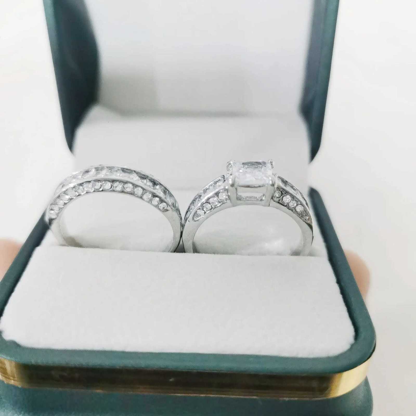 2pcs/set Alliance Engagement Wedding Rings For Women Jewelry Finger Rings Party Gifts Wedding Gifts Birthday Gifts H260320 - view 6
