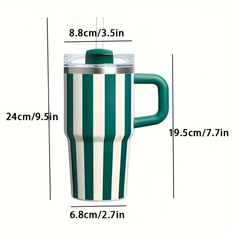 20oz Thermal Water Bottle With Handle and Straw Drinkware Cold Stainless Steel Thermos Portable Car Coffee Cups Thermal Mug 260319