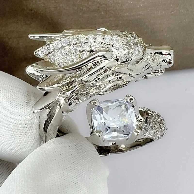 Huitan Novel Dragon Design Opening Rings Delicate Aesthetic Bright Finger Accessories for Women Opulent Chic Jewelry for Party H260320 - view 3