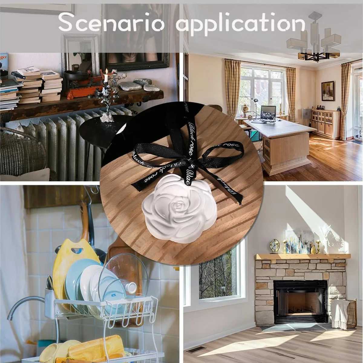 Indoor ceramic stone fragrance diffuser hanging for home use solid light car aromatherapy camellia pendant decoration H260319