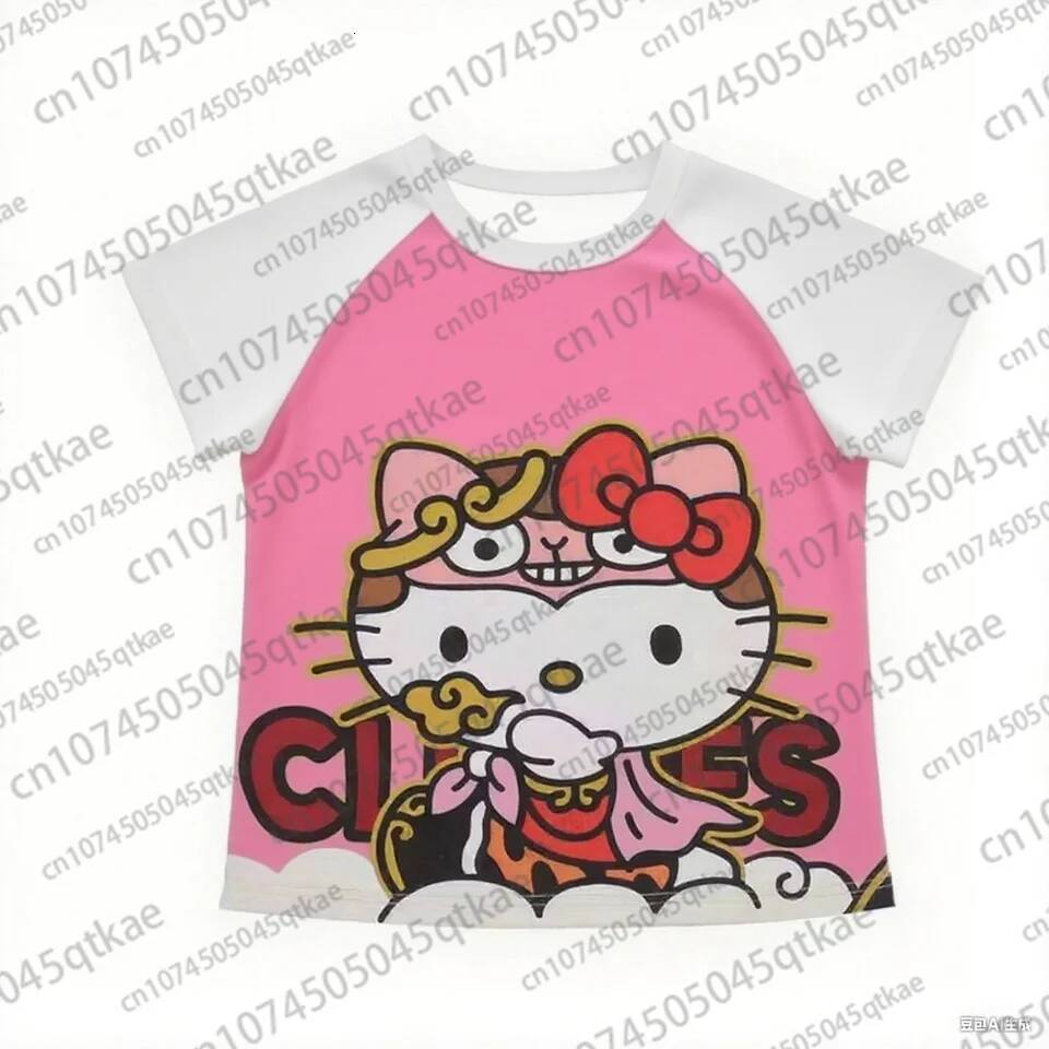 Y2K Hello Kitty Hot Selling Cute Cartoon High Street Cosplay Shirt Women's Loose Casual Comfortable Sports Short Sleeved T-Shirt - view 6