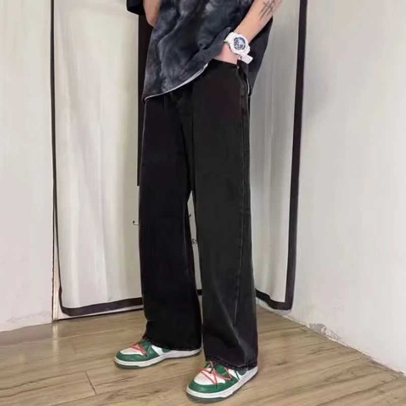 Men Simple Straight Leg Casual Jeans Male Baggy Korean Streetwear Denim Pants Basic Youth Popular Daily Wide Leg Denim Trousers D260320