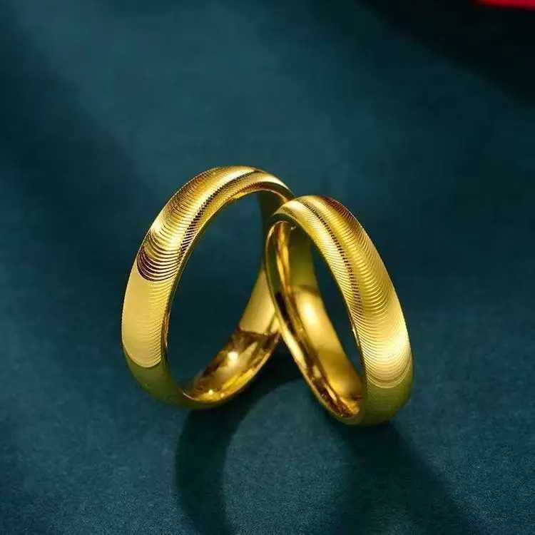 Luxury 24K 9999 Pure Gold real gold Womens Solid Cats Eye Ring Plain Ring Corrugated Finger Ring H260320 - view 4