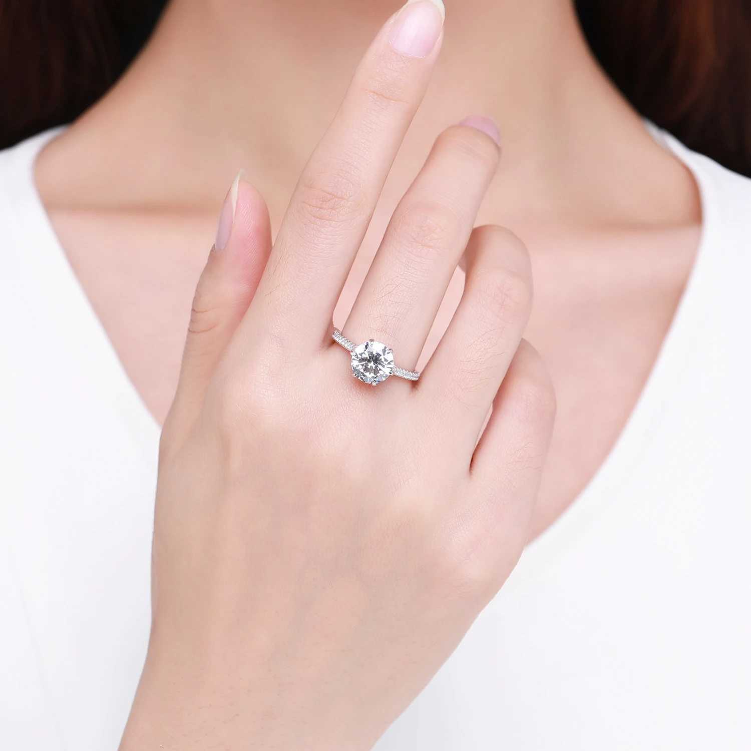 MODIAN 3 Simulated Diamond Ring Classic 925 Sterling Silver Crown Ring for Women Wedding Engagement Statement Fine Jewelry H260320 - view 3
