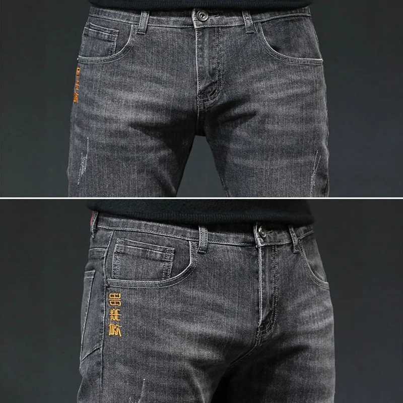 2026 New Men Four Seasons Business Causal Jeans Male Fashion Versatile Baggy Straight Leg Stretch Washed Vintage Denim Trousers D260320