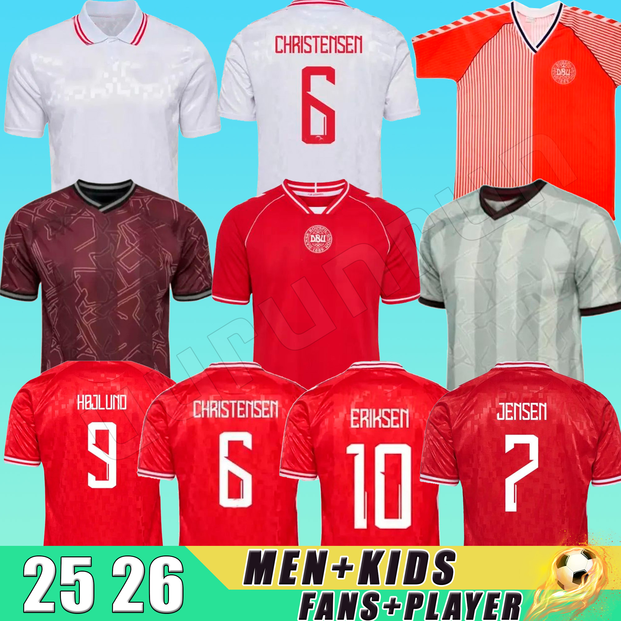 2025 2026 Denmark soccer jerseys ERIKSEN HOME RED AWAY WHITE 24 25 HOJBJERG CHRISTENSEN SKOV OLSEN BRAITHWAITE DOLBERG Shirts home away fans football jersey 888