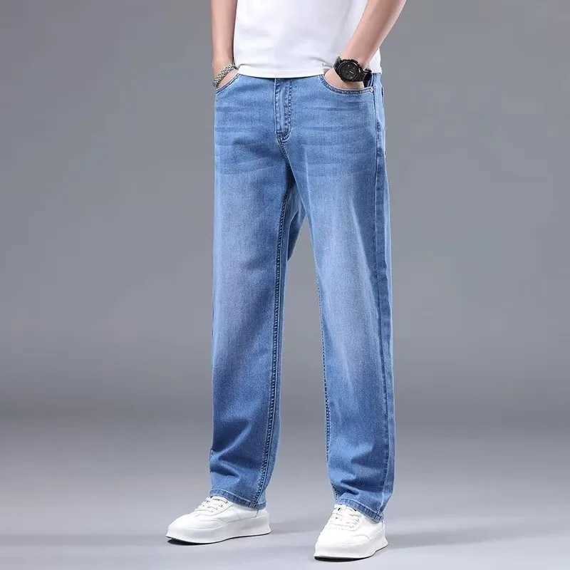 Men New Spring Autumn Jeans Male Fashion Loose Straight Leg Lightweight Denim Pants Comfortable Daily Commute Trousers D260320