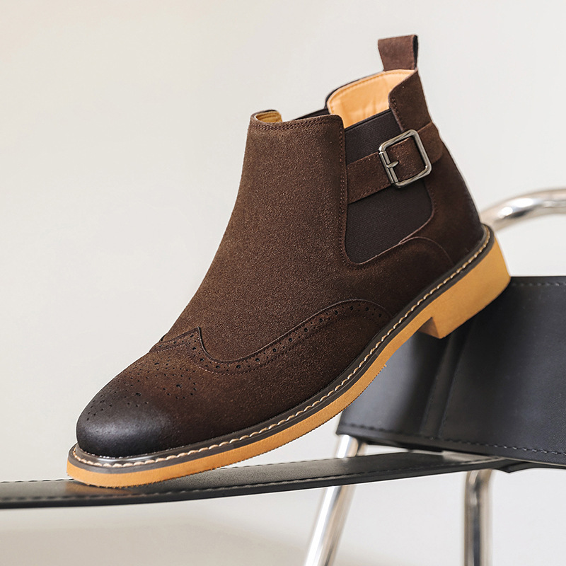 Designer Men's Shoes New Chelsea British Retro Leather High Top Men S Boots Foreign Trade Dropshipping