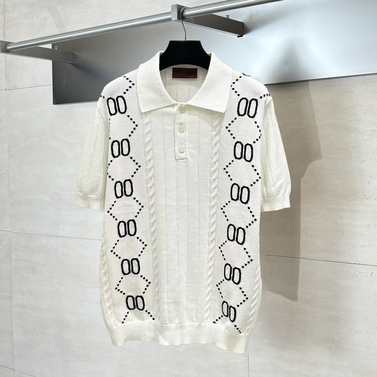 High quality designer men's polo, fashionable knitted jacquard letter polo, 100% cotton, t-shirt, summer casual breathable lapel polo