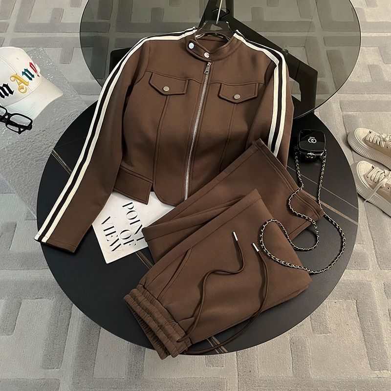 Luxury Brand Designer Clothes In-Stock Fashionable High-End Sports Suit For Women, New Early Autumn Style, Stylish Sweatshirt Jacket And Wide-Leg Pant