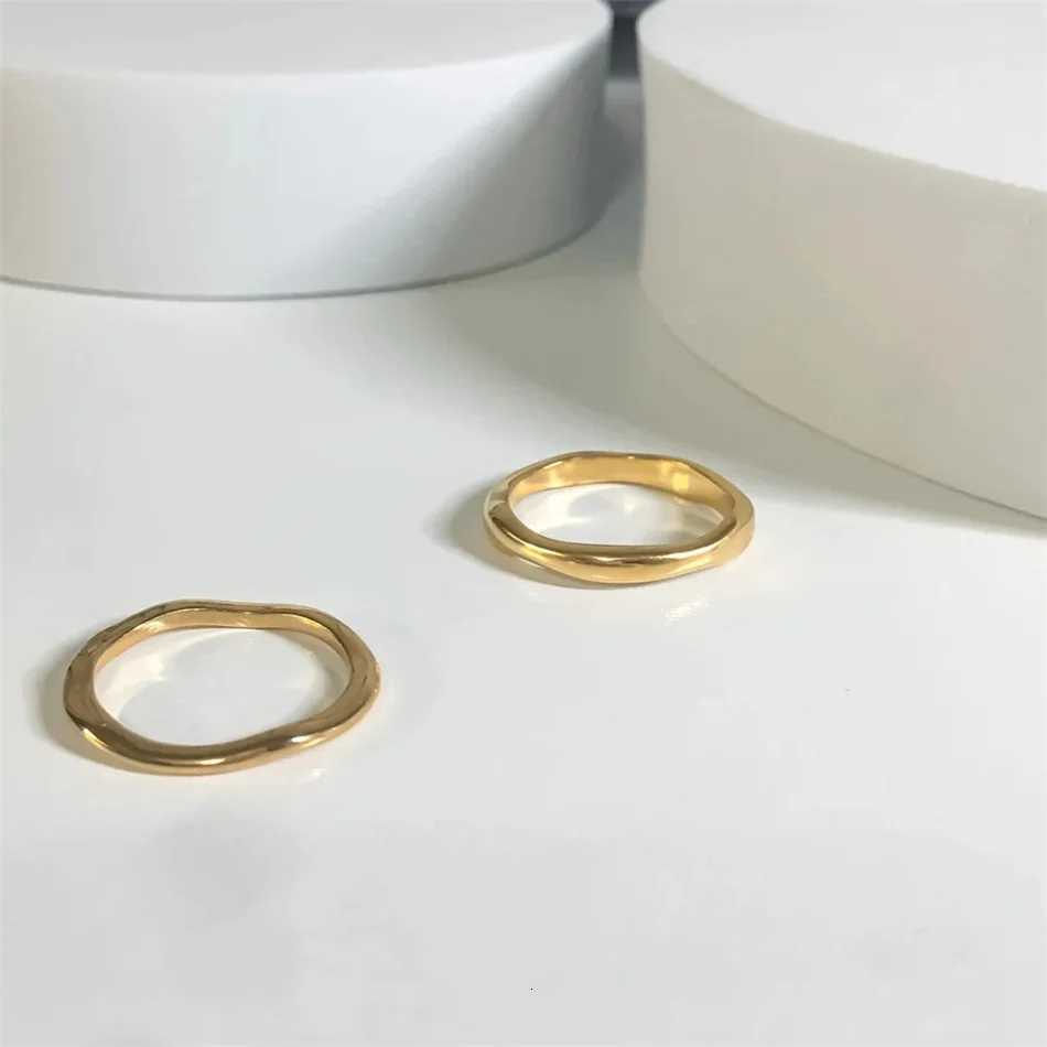 eManco Gold Color /Silver Color Irregular Wave Rings Trendy Simple Geometric Handmade Jewelry for Women Couple H260320 - view 7