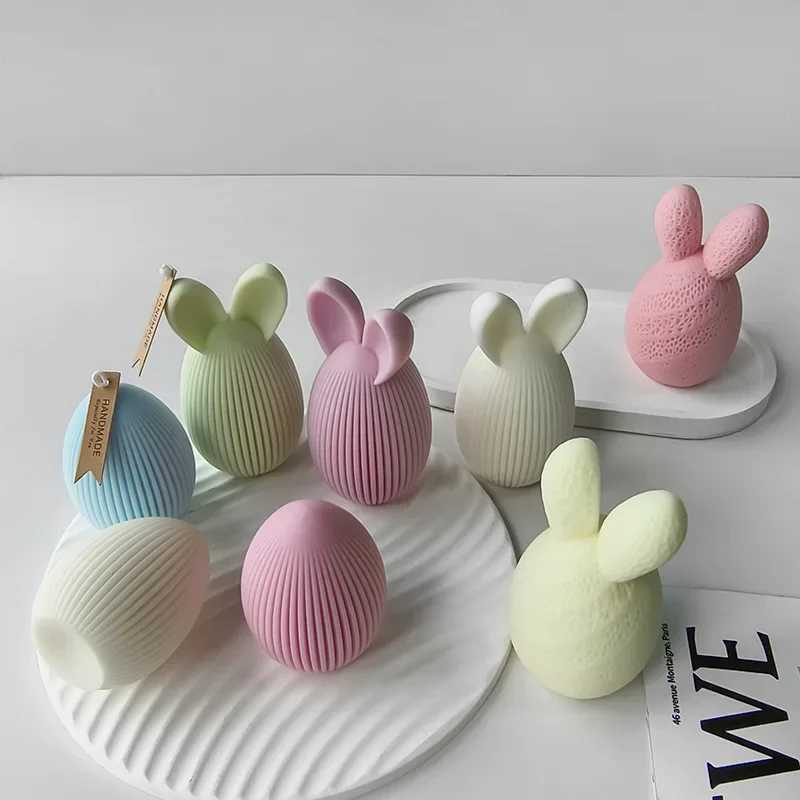 Easter Egg Silicone Mold Bunny Egg Shape Candle Plaster Ornament Mold Decoration Candle Making Supplies H260319