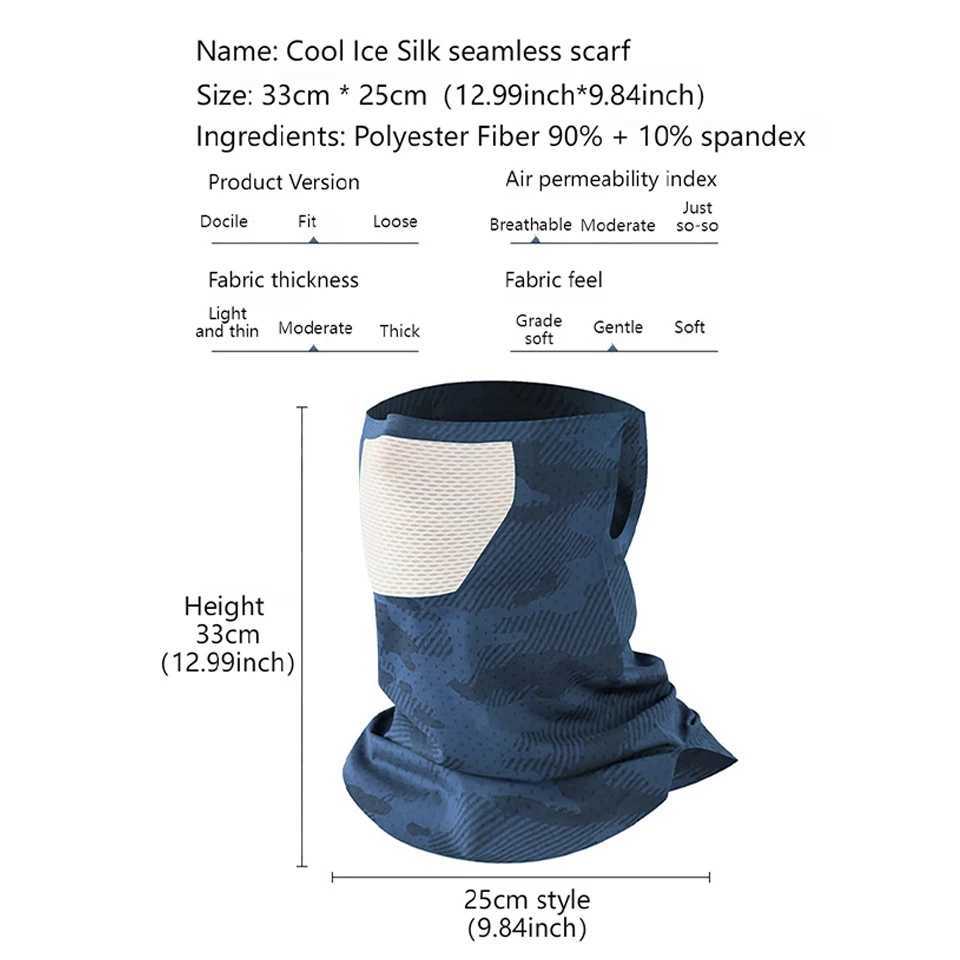 Ice Silk Sunproof Neck Gaiter Long Neck Windproof Breathable Cycling Ear-Hanging Mask UV Protection Seamless Face Cover Unisex M260320