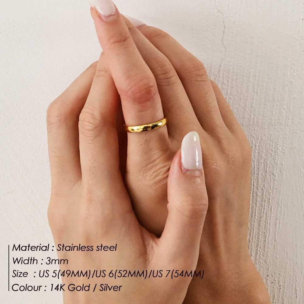 SUNIBI Minimalist Womens Stainless Steel Rings Thin Classic Combo Dome Stacking Steel Wedding Rings Gift Gold Color Jewelry H260320 - view 4