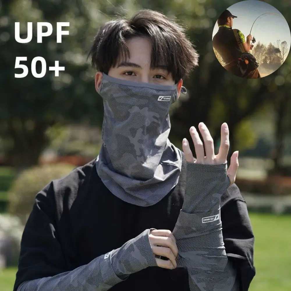 1 Set UV Protection Mask Ice Silk Arm Sleeve Breathable Mens Sports Arm Cover for Fishing Driving Cycling Sleeve and Mask M260320